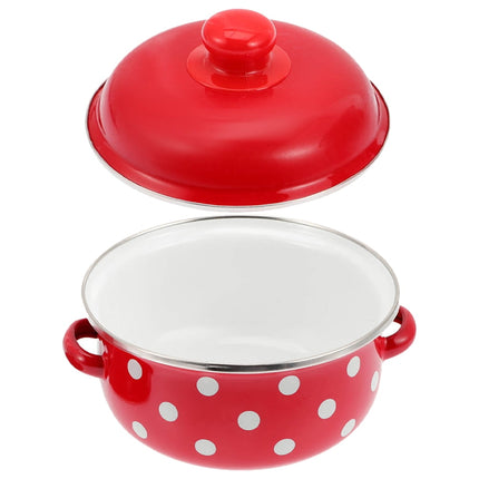 HOOWIFFY Red Enamel Pot - Daily Use Cookware for Kitchen, Versatile and Easy to Clean.