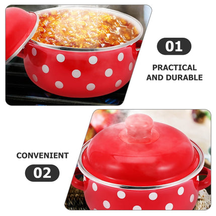 HOOWIFFY Red Enamel Pot - Daily Use Cookware for Kitchen, Versatile and Easy to Clean.