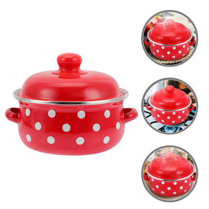 HOOWIFFY Red Enamel Pot - Daily Use Cookware for Kitchen, Versatile and Easy to Clean.