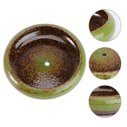 HOOWIFFY Green Ceramic Flower Pot, Hydroponic Planter for Indoor and Outdoor Garden Decor.