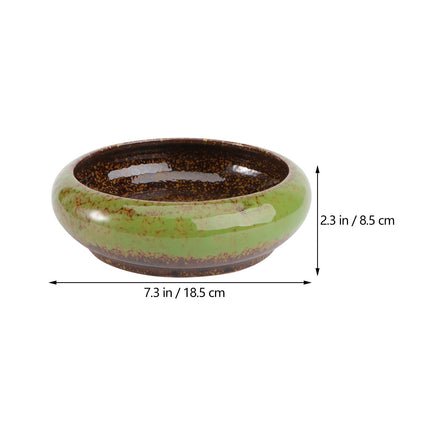 HOOWIFFY Green Ceramic Flower Pot, Hydroponic Planter for Indoor and Outdoor Garden Decor.