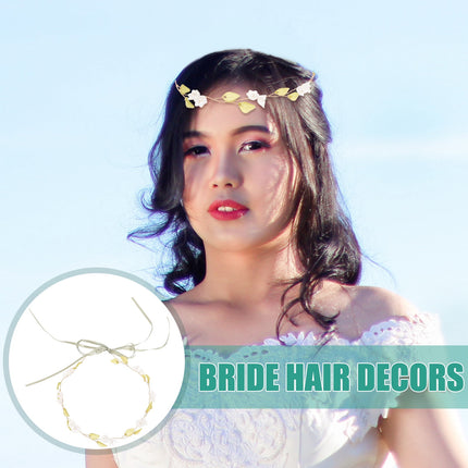 HOOWIFFY Lily of The Valley Floral Headband Golden Ribbon Design for Brides and Teens.