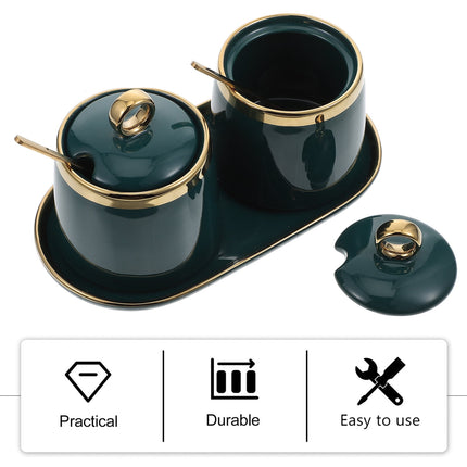 1 Set Sugar Bowls with Lid Tray Spoons Seasoning Boxes Salt Containers.