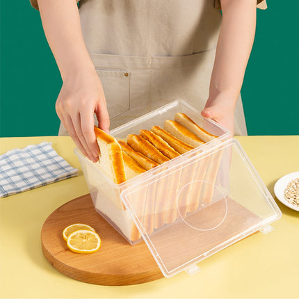 Lksixu Storage Bins with Lids Airtight Bread Storage Containers Bread Bin Plastic Reusable Loaf Cake Clear Bread Dispenser Fresh Bread Organizer Bin （7.48×5.12 in）.