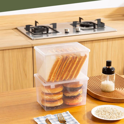 Lksixu Storage Bins with Lids Airtight Bread Storage Containers Bread Bin Plastic Reusable Loaf Cake Clear Bread Dispenser Fresh Bread Organizer Bin （7.48×5.12 in）.