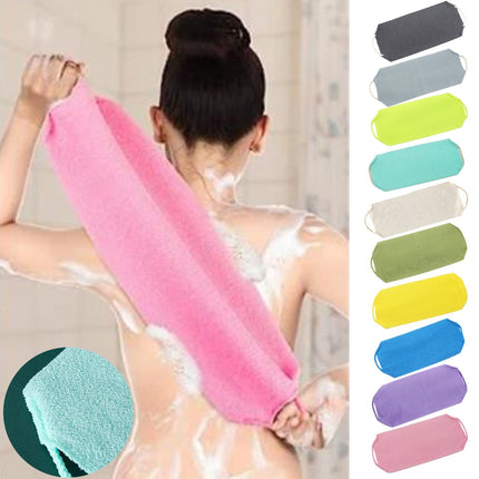 Chmadoxn Back Scrub for Shower Exfoliating Washcloth Back Cloth Body Extended Length Scrub Towel Nylon Exfoliating Stretchable Pull Strap Wash Cloth for Bath Body Scrub Washcloth 45 x 20 cm Orange.