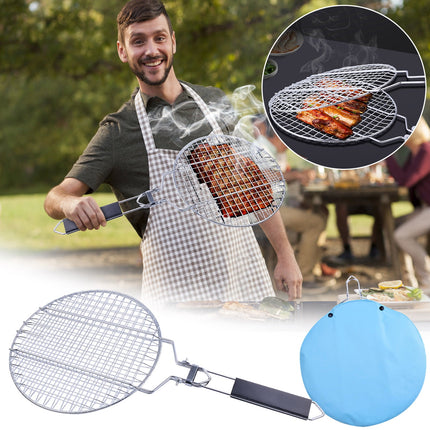 Chmadoxn Extra Large Cooking Surface Grill Clip for Barbecue, Large Foldable Portable Long Handle Wooden Barbecue Camping Outdoor (21.7×11 inch) As Show B.