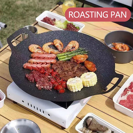 Chmadoxn Diameter 10.9 inch Universal Cast Iron Grill Pan, Large Round Cast Iron Pan with Two Handles, Multifunctional Frying Pan 10.9" A.