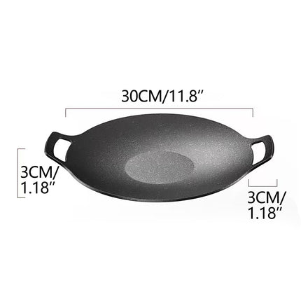 Chmadoxn Diameter 10.9 inch Universal Cast Iron Grill Pan, Large Round Cast Iron Pan with Two Handles, Multifunctional Frying Pan As Show B.