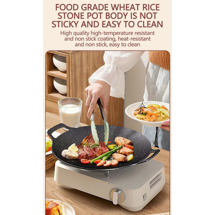 Chmadoxn Diameter 10.9 inch Universal Cast Iron Grill Pan, Large Round Cast Iron Pan with Two Handles, Multifunctional Frying Pan As Show B.