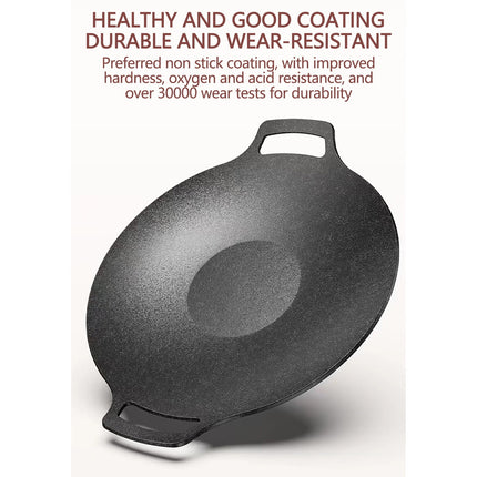 Chmadoxn Diameter 10.9 inch Universal Cast Iron Grill Pan, Large Round Cast Iron Pan with Two Handles, Multifunctional Frying Pan As Show B.