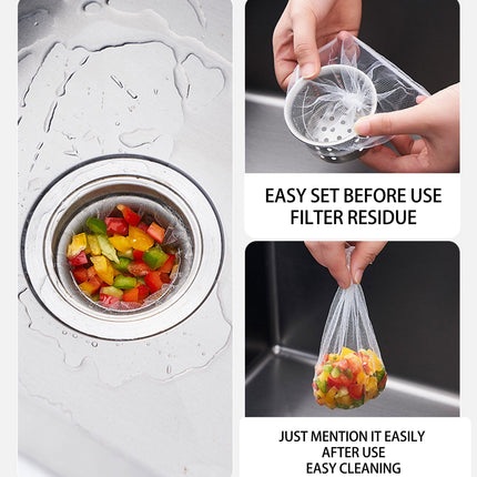 Chmadoxn 100 PCS Disposable Kitchen Sink Filter Nets 1mm Mesh Strainer Bags for Efficient Anti-Clogging, Food Catcher Screen Filters in Kitchen Sink Basket As Show B.