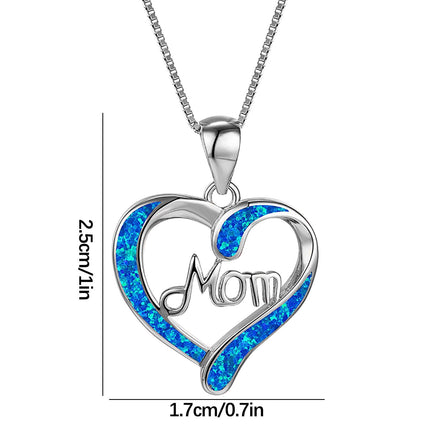 Chmadoxn Necklace for Mom 925 Silver Love Heart Pendant Necklace Birthstones Jewelry Blue Sapphire Pearl Simulated and More Stones Jewelry Women Birthday Mother's Day Silver.
