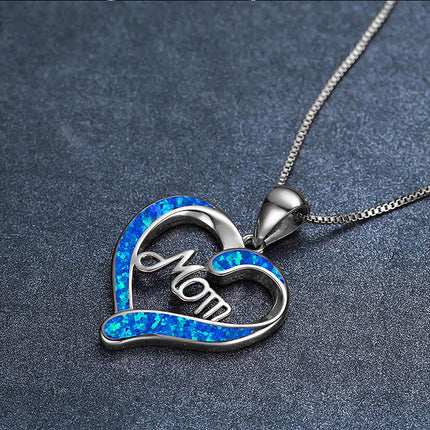 Chmadoxn Necklace for Mom 925 Silver Love Heart Pendant Necklace Birthstones Jewelry Blue Sapphire Pearl Simulated and More Stones Jewelry Women Birthday Mother's Day Silver.