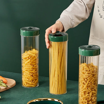 Chmadoxn Storage Container With Lid, Tall Clear Airtight Food Storage Jar with Lid Kitchen Pantry Storage Container for Spaghetti Jars Flour Cereals Coffee Beans As Show B.