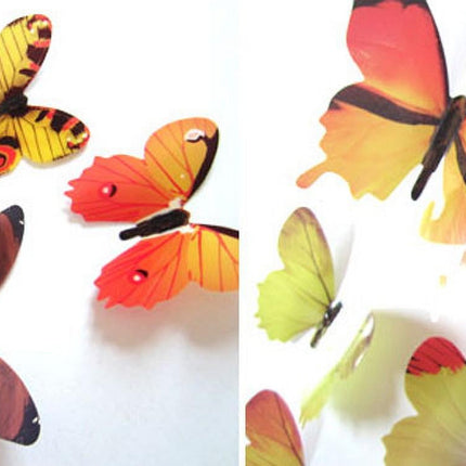 Darzheoy 12Pcs Butterfly Wall Decals, 3D Butterfly Wall Stickers Removable DIY Home Decorations Art Decor Wall Stickers Murals for Kids Bedroom Living Room Classroom Office Yellow.
