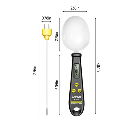 Chmadoxn Kitchen Scale Spoon Gram Measuring Spoon, 500g/0.1g Cute Digital Weight Scale Spoon Milligram Measuring Scoop Grams Electronic Measuring Cup for Portioning Tea, Flour, Spices As Show C.