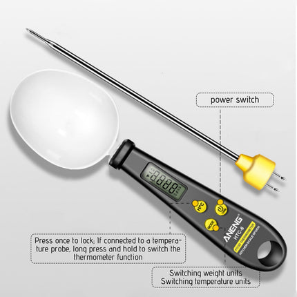 Chmadoxn Kitchen Scale Spoon Gram Measuring Spoon, 500g/0.1g Cute Digital Weight Scale Spoon Milligram Measuring Scoop Grams Electronic Measuring Cup for Portioning Tea, Flour, Spices As Show D.