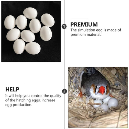 20 Pcs White Plastic Fake Eggs Bird Laying Prop Breeding Tool Easter Decor.