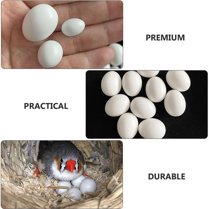 20 Pcs White Plastic Fake Eggs Bird Laying Prop Breeding Tool Easter Decor.