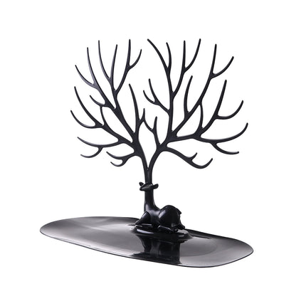 Chmadoxn Jewelry Tree Stand Organizer Jewelry Display Tray Deer Tree Jewellery Holder Hanger for Necklaces Bracelet Earrings Birthday Gifts Jewellery Stand Rack Storage 9.6×5.7×8.5 in White.
