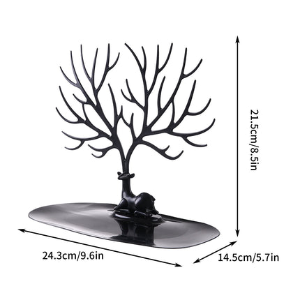 Chmadoxn Jewelry Tree Stand Organizer Jewelry Display Tray Deer Tree Jewellery Holder Hanger for Necklaces Bracelet Earrings Birthday Gifts Jewellery Stand Rack Storage 9.6×5.7×8.5 in White.