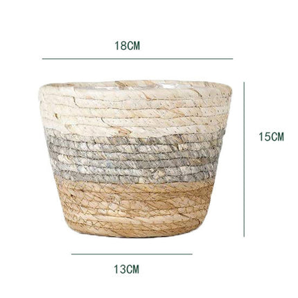 Darzheoy Woven Seagrass Plant Basket, Flower Pots Home Boho Decor, Storage Picnic Grocery Straw Bag for Plant Artificial Tree - 5.5"×8.7"×6.3 B.