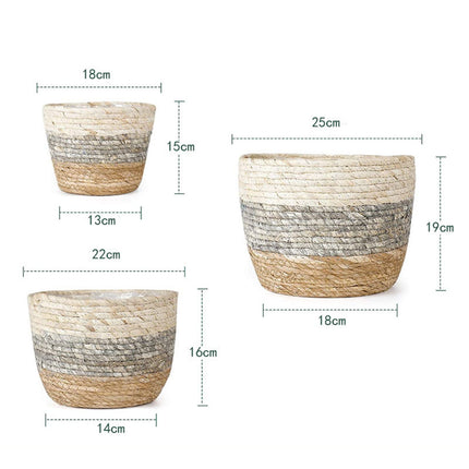 Darzheoy Woven Seagrass Plant Basket, Flower Pots Home Boho Decor, Storage Picnic Grocery Straw Bag for Plant Artificial Tree - 5.5"×8.7"×6.3 B.