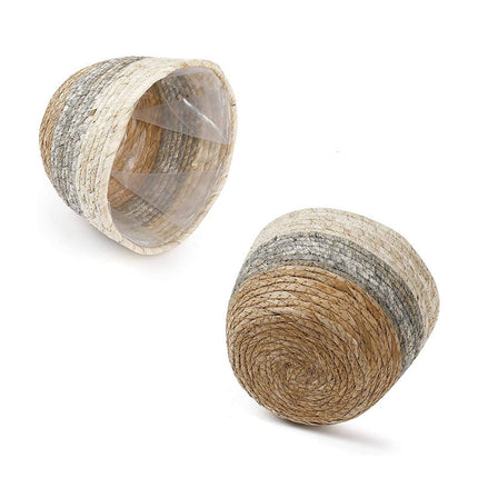 Darzheoy Woven Seagrass Plant Basket, Flower Pots Home Boho Decor, Storage Picnic Grocery Straw Bag for Plant Artificial Tree - 5.5"×8.7"×6.3 B.
