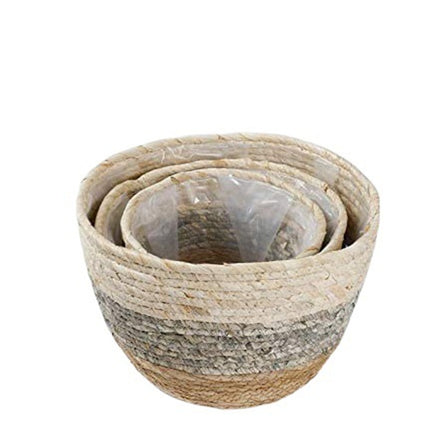 Darzheoy Woven Seagrass Plant Basket, Flower Pots Home Boho Decor, Storage Picnic Grocery Straw Bag for Plant Artificial Tree - 5.5"×8.7"×6.3 C.