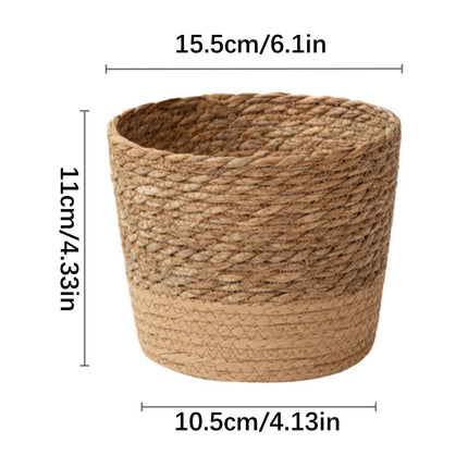Darzheoy Woven Seagrass Plant Basket, Flower Pots Home Boho Decor, Storage Picnic Grocery Straw Bag for Plant Artificial Tree - 5.5"×8.7"×6.3 F.