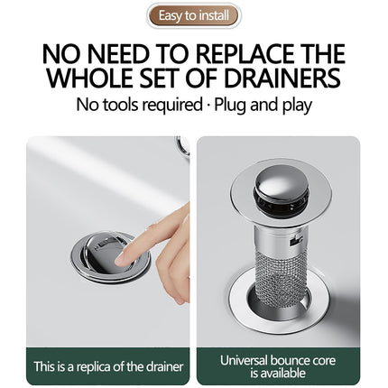 Chmadoxn Universal Bathroom Sink Stopper, Basin Sink Drain Strainer, Bathroom Sink Plug with Stainless Steel Hair Catcher on 1 pc A.