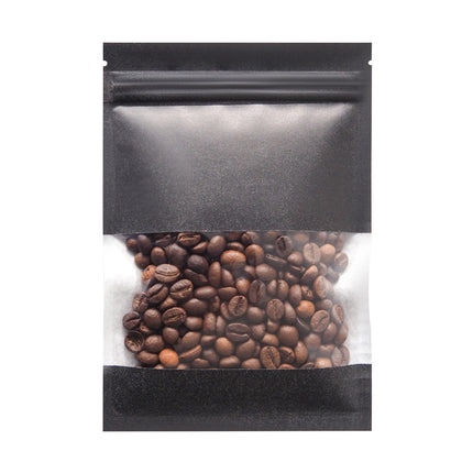 Chmadoxn Kraft Paper Bags, Pouches Packaging Paper Sealable Bags, Food Packaging Bags with Window, Ziplock Coffee Bags for Small Business, Resealable Bags 5.1×3.5 in BLACK.