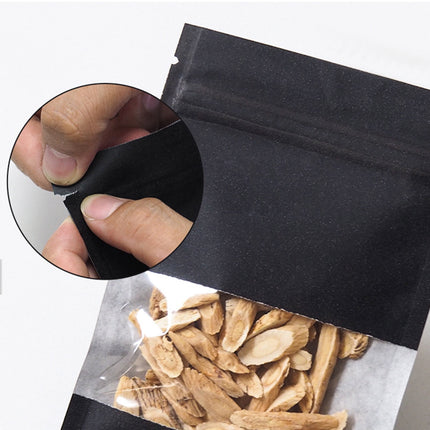 Chmadoxn Kraft Paper Bags, Pouches Packaging Paper Sealable Bags, Food Packaging Bags with Window, Ziplock Coffee Bags for Small Business, Resealable Bags 3.5×2.8 in White.