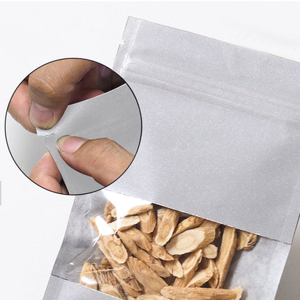 Chmadoxn Kraft Paper Bags, Pouches Packaging Paper Sealable Bags, Food Packaging Bags with Window, Ziplock Coffee Bags for Small Business, Resealable Bags 5.1×3.5 in White.
