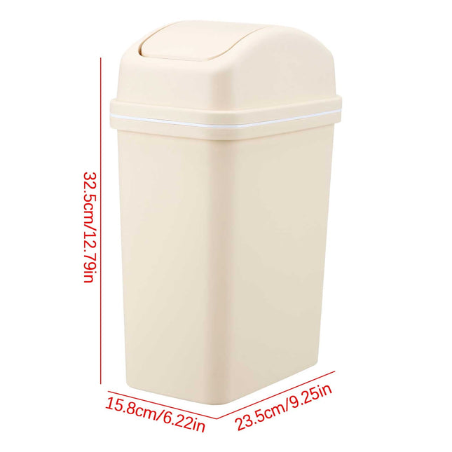 Chmadoxn Kitchen Trash Can 6 L with Lid, Plastic Tall Garbage Can Outdoor and Indoor, Large Recycle Bin and Waste Basket for Home, Office, Garage, Patio, Restaurant 6.22×9.25×12.8 in A.