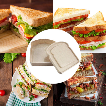 Darzheoy Sandwich Containers, Reusable Sandwich Box Container, Sandwich Holder Bread Container for Adults, BPA Free, Microwave & Dishwasher Safe, Office, Camping Beige.