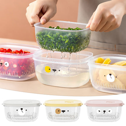 Darzheoy Fridge Berry Storage Container with Lids with Strainer, Plastic Fresh Produce Saver Keeper for Vegetable Fruit Meat Lettuce, BPA Free Kitchen Refrigerator Organization White.