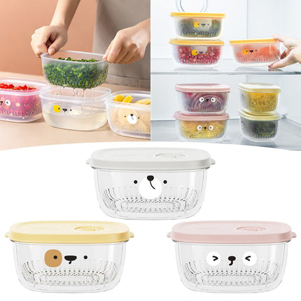 Darzheoy Fridge Berry Storage Container with Lids with Strainer, Plastic Fresh Produce Saver Keeper for Vegetable Fruit Meat Lettuce, BPA Free Kitchen Refrigerator Organization Yellow.