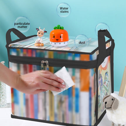 Kdkad Clear Notebook Storage Organizer Box, Plastic Stackable Notebook Display Case, Storage Showcase for Toy Dolls, Notebooks, Handbags, Shoes Organizing 9.8×9.4×12.6 in Clear.