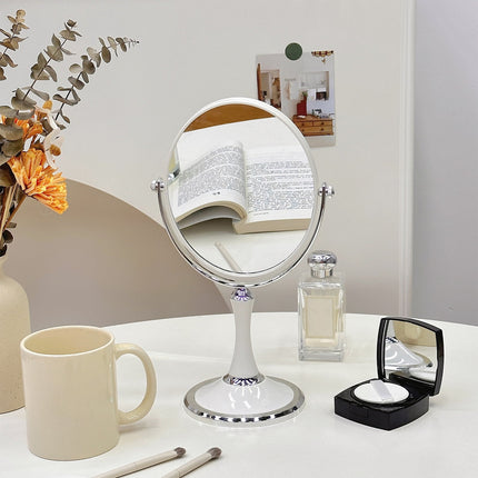 Back to School Chmadoxn Magnifying Makeup Mirror Double Sided Tabletop Mirror with 3 Magnification, Magnified Desk Mirror for Makeup, Cosmetic Vanity Mirror with Stand and 360° Rotation 5.5×11.4 in White.