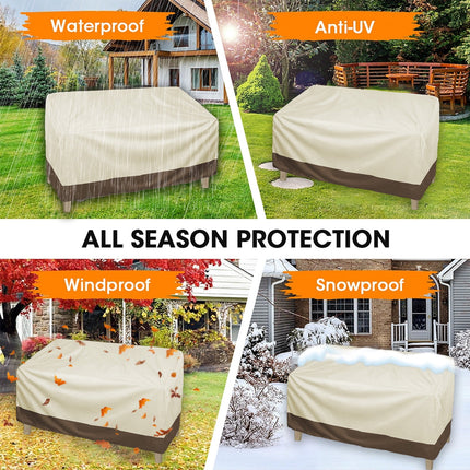 Kdkad Patio Benches Loveseat Covers, Heavy Duty Patio Deep Bench Loveseat Cover, Waterproof Outdoor Deep Sofa Cover, Lawn Patio Furniture Covers with Air Vent 57.9×31×32.7 in Beige.