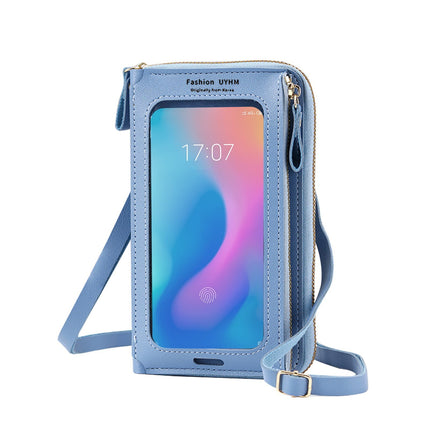 Kdkad CrossBody Bags with Touchscreen Cell Phone Purse Window Zipper Pocket, Phone Bag for Women, Small Travel Wallet 3.9×7.9 in Blue.