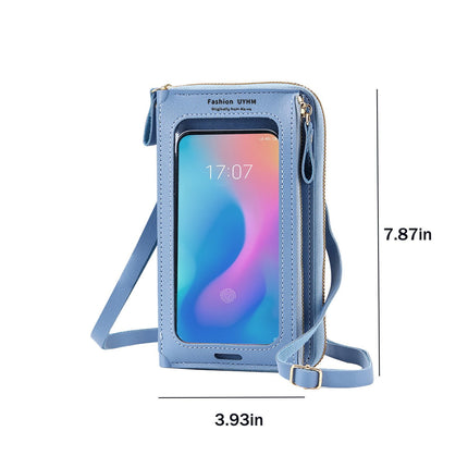 Kdkad CrossBody Bags with Touchscreen Cell Phone Purse Window Zipper Pocket, Phone Bag for Women, Small Travel Wallet 3.9×7.9 in Blue.