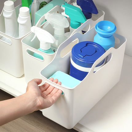 Kdkad White Plastic Storage Basket, Bins for Organization and Storage, Versatile Home Edit Containers,11 Inch Cube Storage Boxes for Office Kitchen Bathroom.