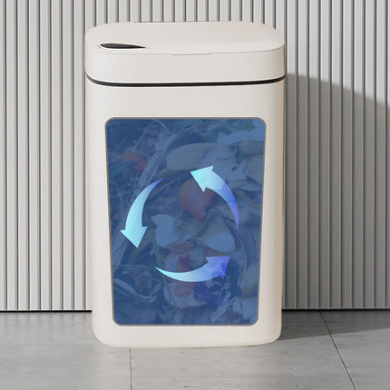 Darzheoy Bathroom Smart Touchless Trash Can 2.6 Gallon Automatic Motion Sensor Rubbish Can with Lid Electric Narrow Small Garbage Bin for Kitchen, Office, Living Room, Toilet, Bedroom White.