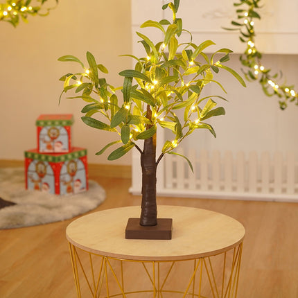 Chmadoxn Green Leaf Birch Tree with LED Lights, Artificial Tree Lamp, DIY Birch Tree with LED Lights, Lighted up Tree Lamp Battery Powered, Light Spirit Tree for Table Home Wedding Bedroom Christmas As Show G.
