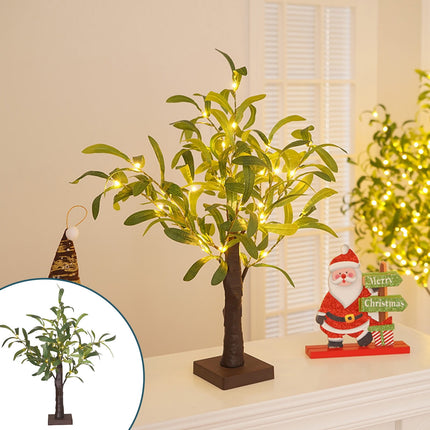 Chmadoxn Green Leaf Birch Tree with LED Lights, Artificial Tree Lamp, DIY Birch Tree with LED Lights, Lighted up Tree Lamp Battery Powered, Light Spirit Tree for Table Home Wedding Bedroom Christmas As Show Green.