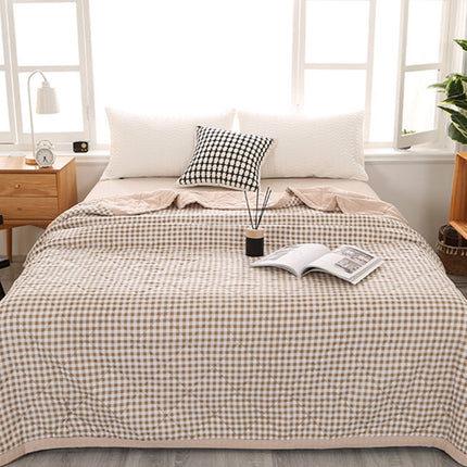 AYktou Reversible Patchwork Quilts Queen Size, 78.74x59.05in Lightweight Plaid Bedspreads Coverlets Quilt Bedding Blanket for All Seasons Khaki.