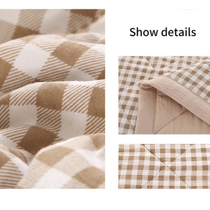 AYktou Reversible Patchwork Quilts Queen Size, 78.74x59.05in Lightweight Plaid Bedspreads Coverlets Quilt Bedding Blanket for All Seasons Khaki.